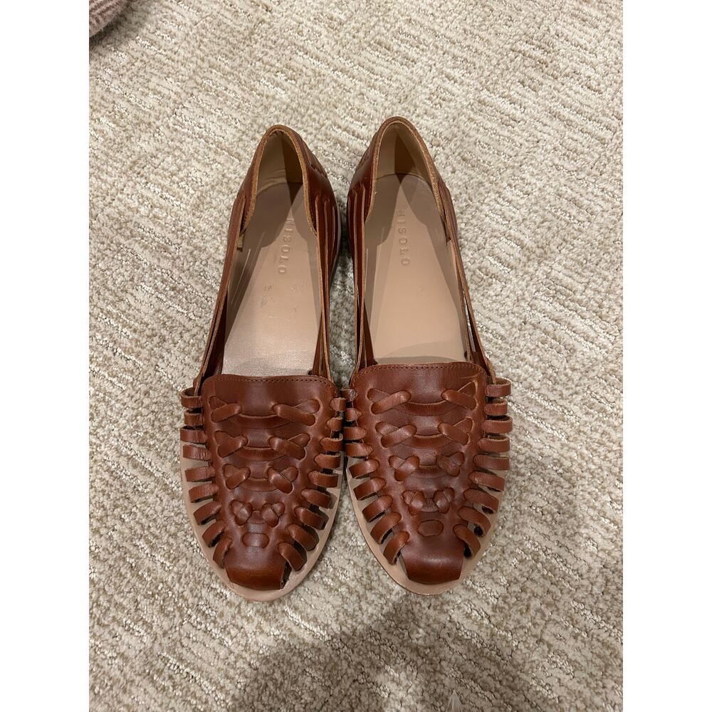 NEW NISOLO Genuine Leather Brown Huarache Sandal/ Flats Women's sz 9 rubber sole - Picture 3 of 9